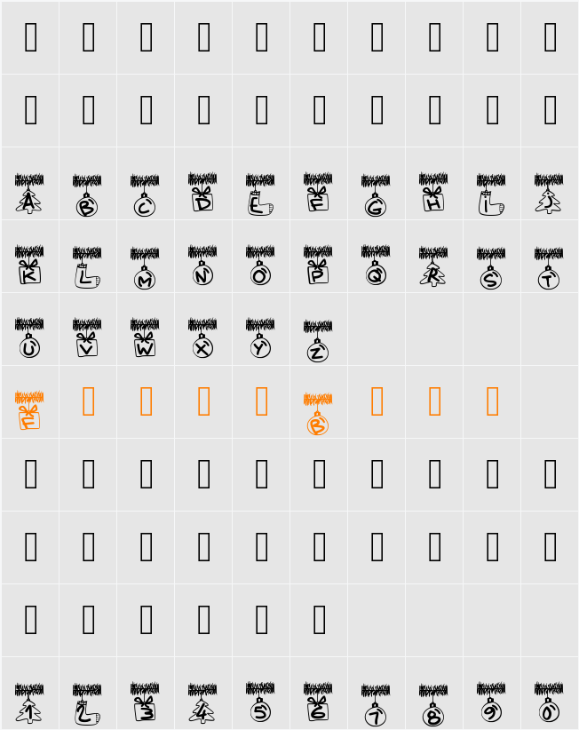 PWChristmasTinsel Character Map