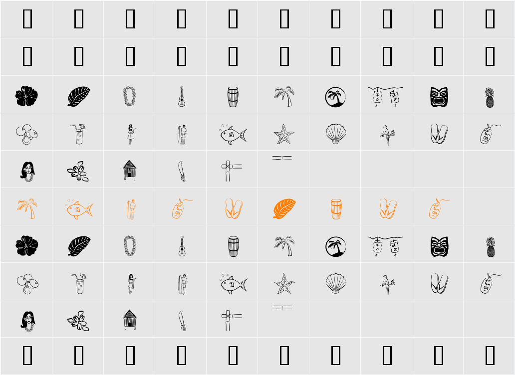 Tropicana BV Character Map