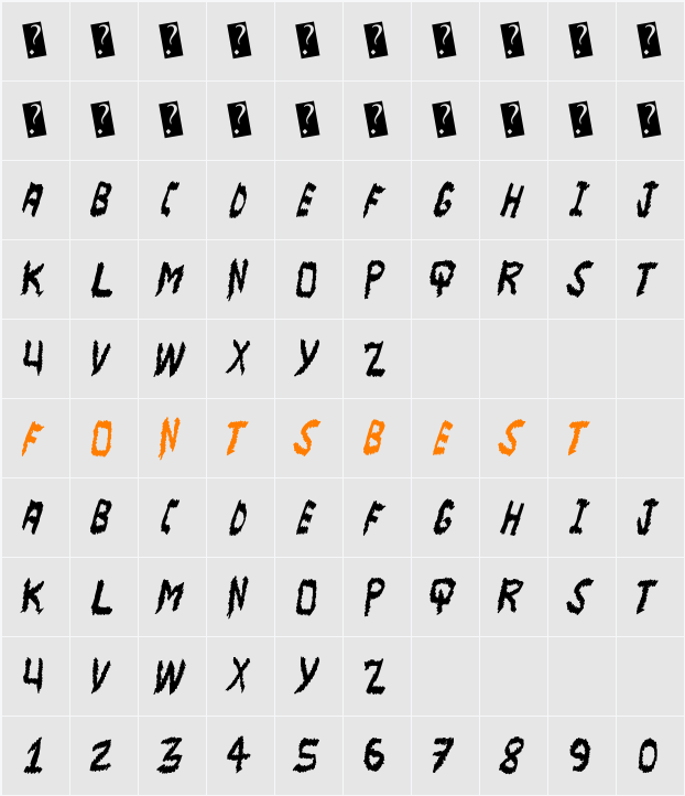 MajorScare Character Map