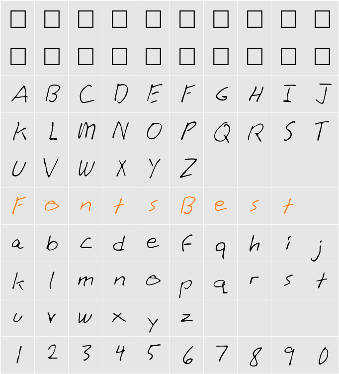Frisco Character Map