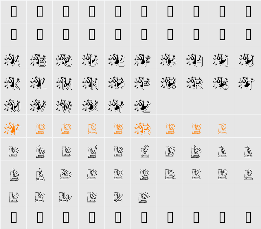 JNK ICESKATE Character Map