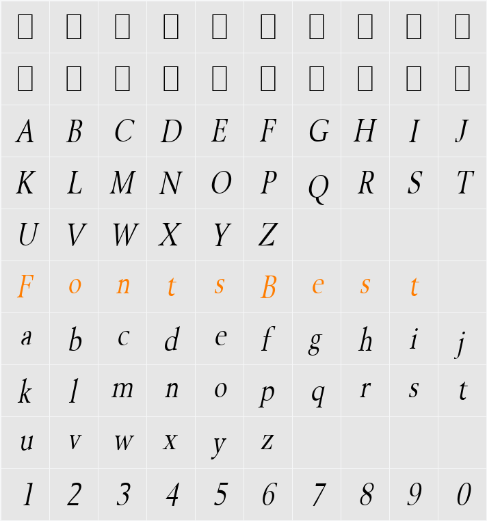 Revive 8-Condensed Character Map