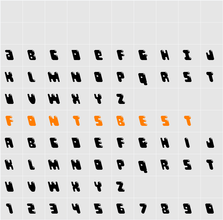 Bubble Butt Leftalic Character Map