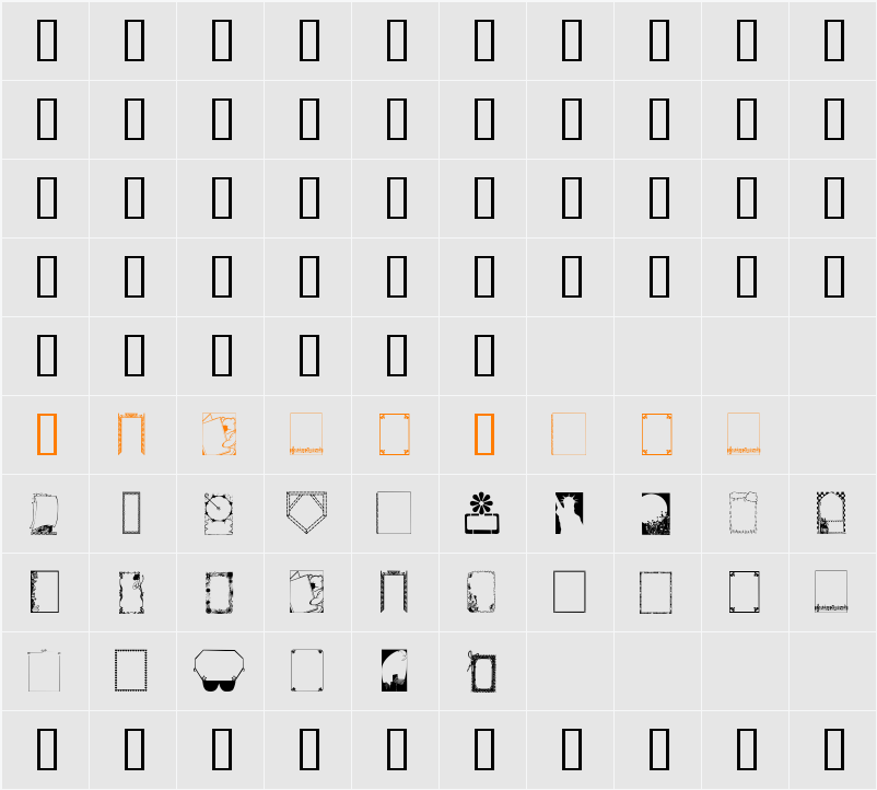 Just Frames Character Map