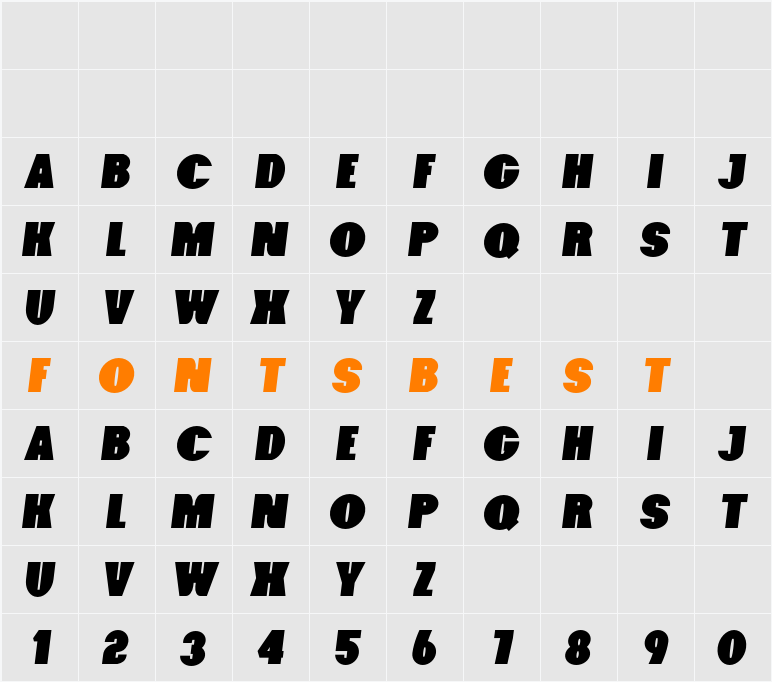 Foxxy Italic Character Map
