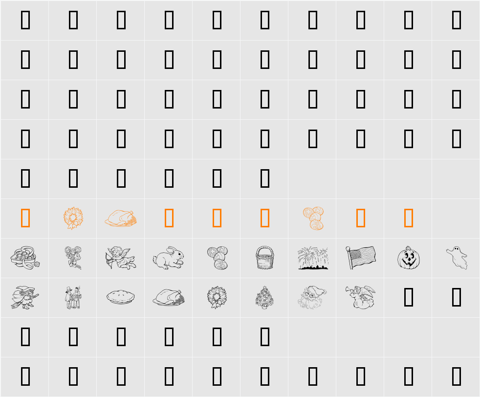 GE Holiday Sampler Character Map