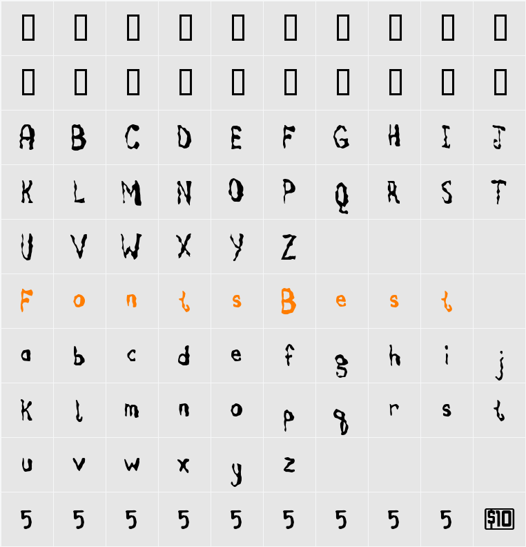 Fruitcake Character Map