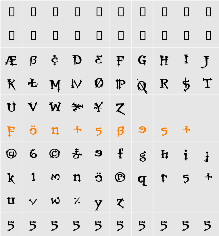 Orbus Character Map
