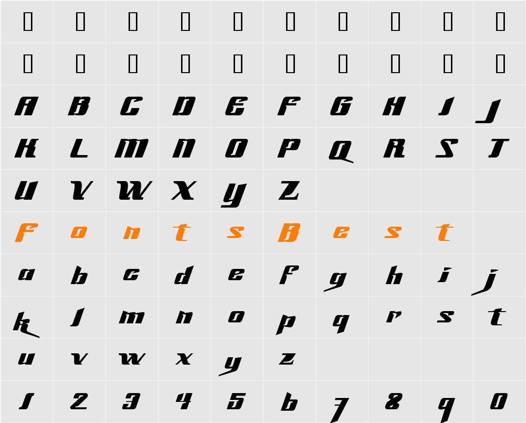 Slick69 Character Map
