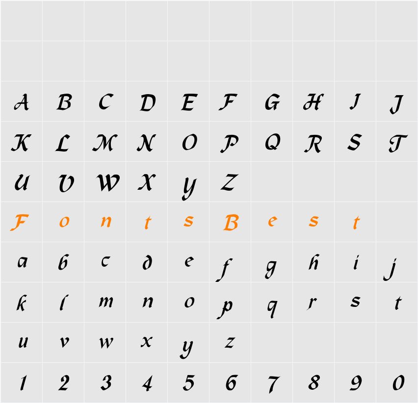 MacHumaine-Normal-Italic Character Map