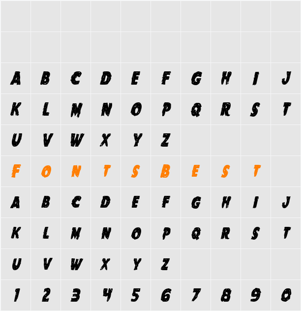 Goblin Creek Condensed Italic Character Map