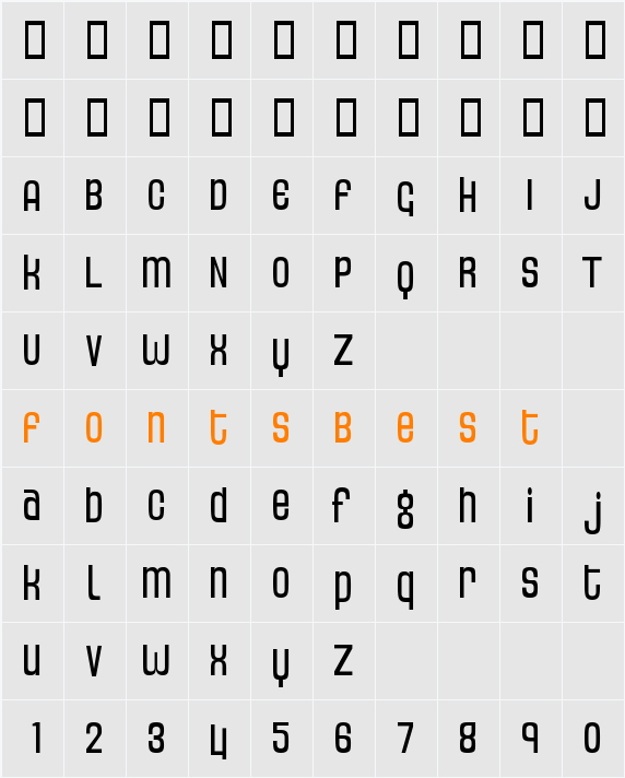 Thin Dime Character Map