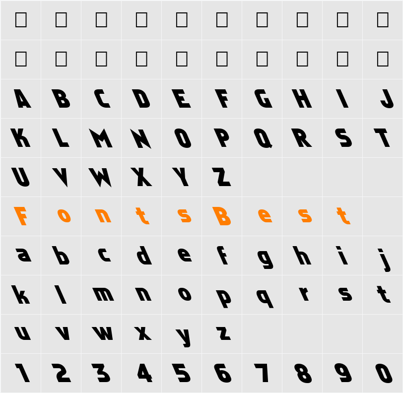FZ BASIC 5 LEFTY Character Map