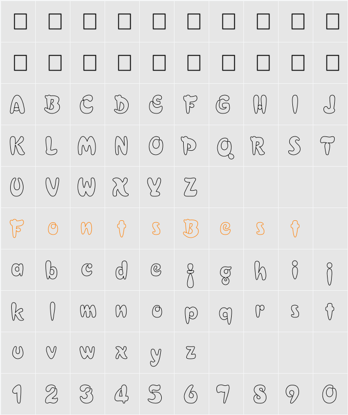Electrik Hollow Character Map