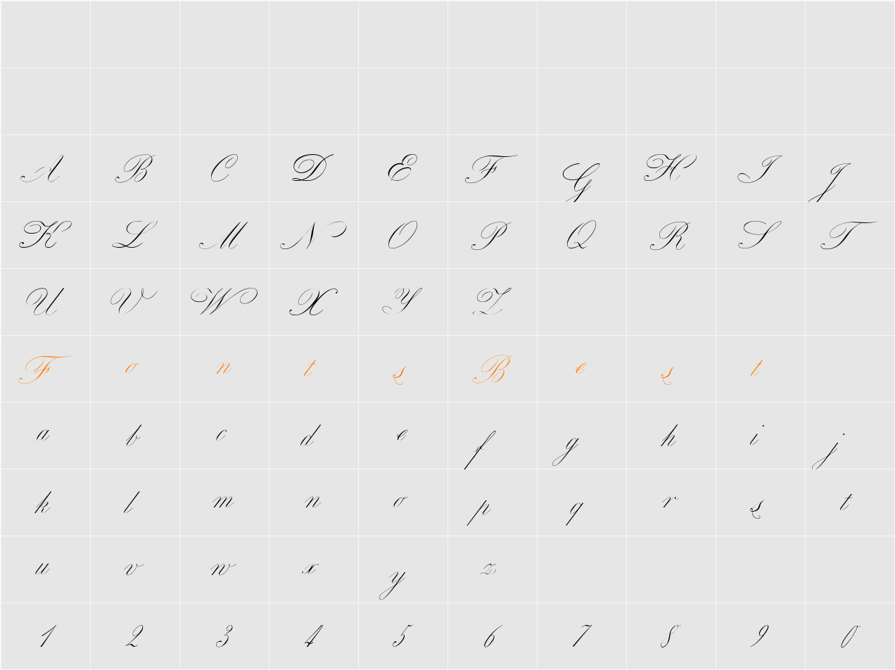 RoyalClassicLight xPDF Character Map