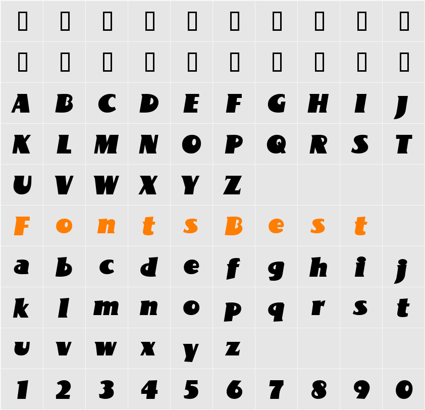 BottleKaps S Italic Character Map