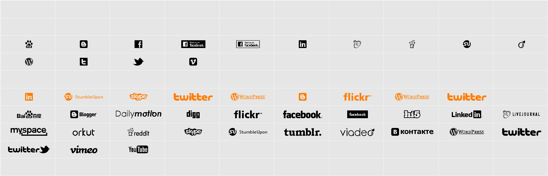 Social Logos Character Map