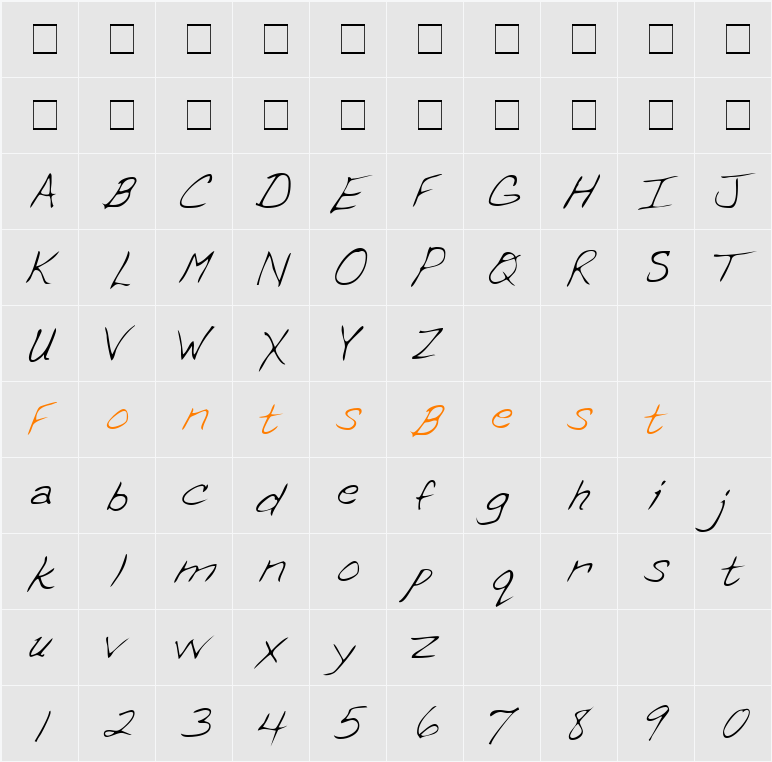 ErinsHand Character Map