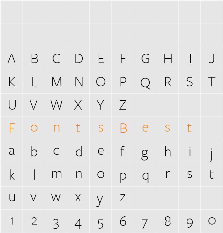 FreightSans Light Character Map