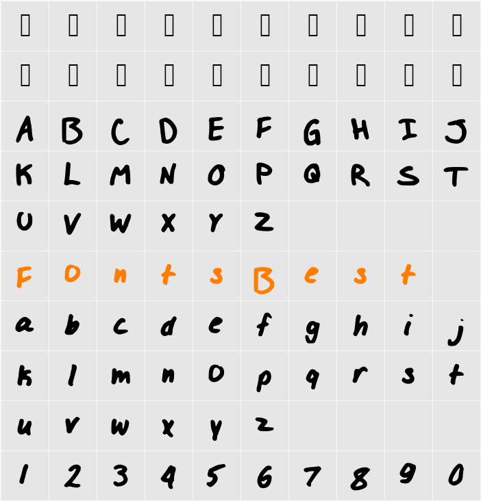 IZZYLOLFONT Character Map