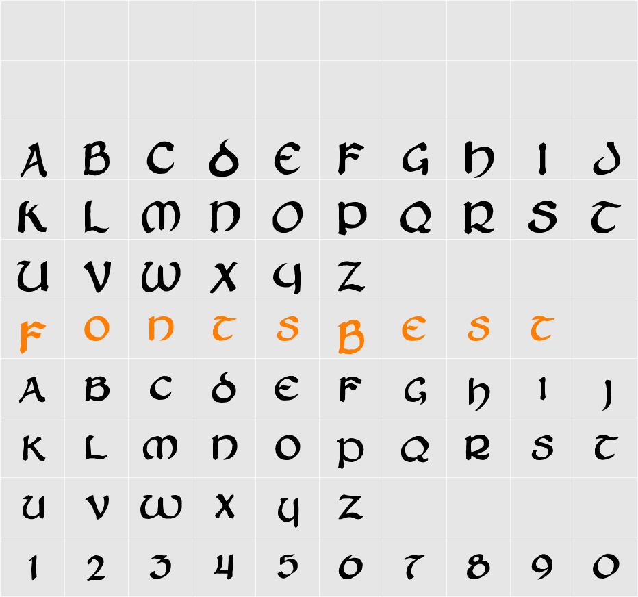 Zilluncial Character Map
