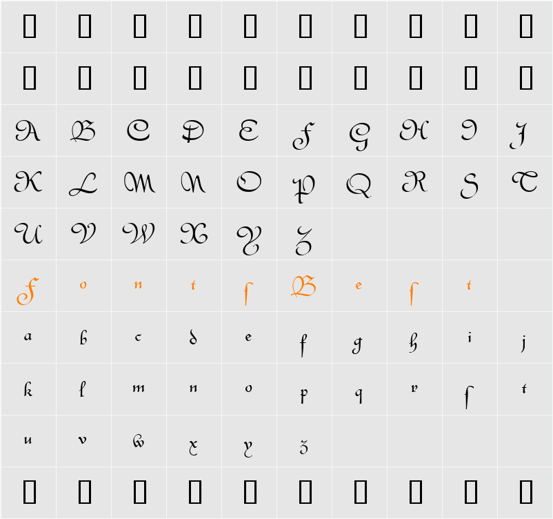 LettreCivilitdeGrajon Character Map
