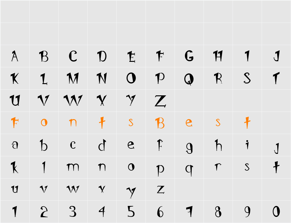 Pongo Character Map