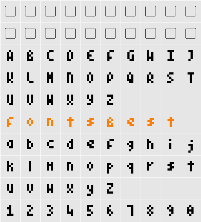 Pixel Symtext Character Map