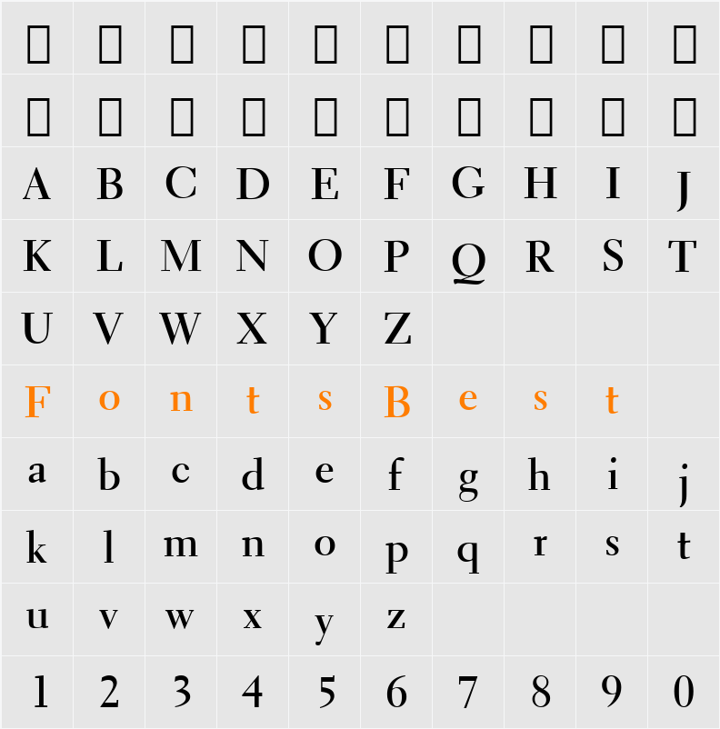 Transit521 BT Character Map