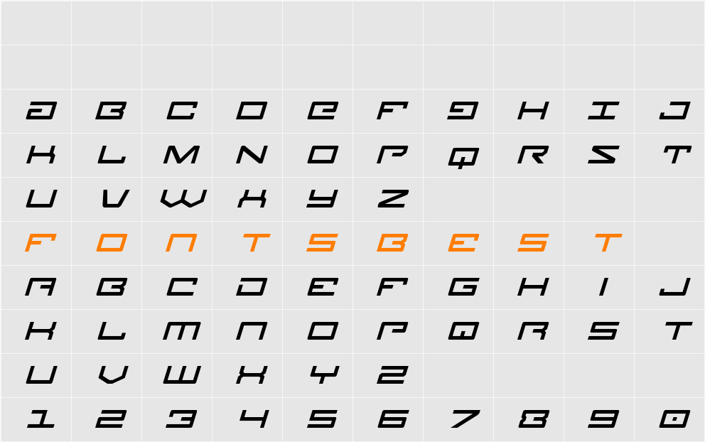 Legion Title Italic Character Map