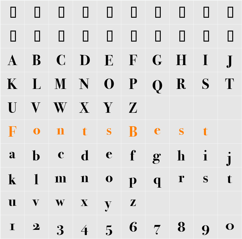 Bodoni SvtyTwo OS ITC TT Character Map