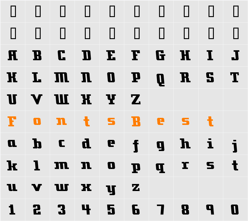 Zenith 2000 Character Map