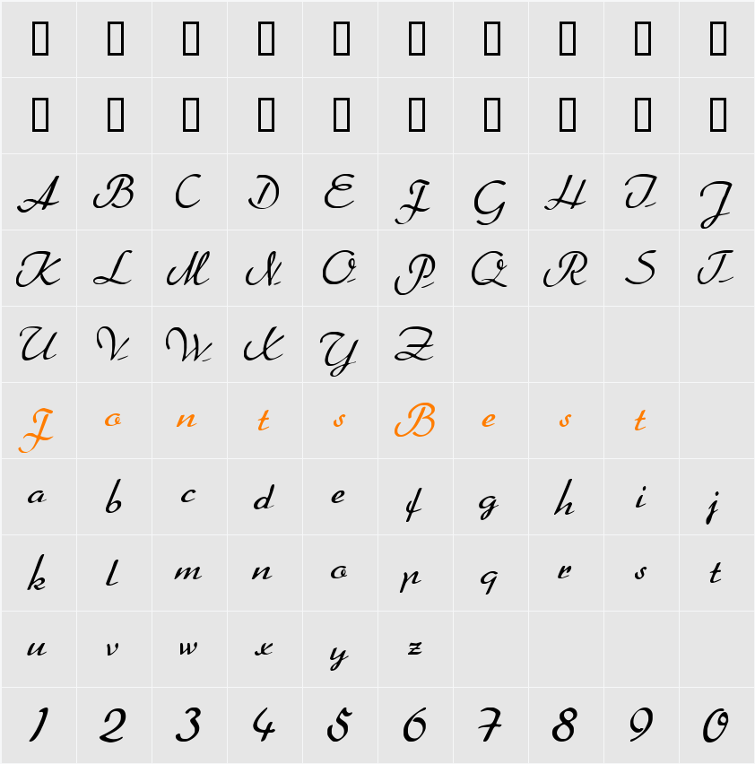 LA Bold Character Map