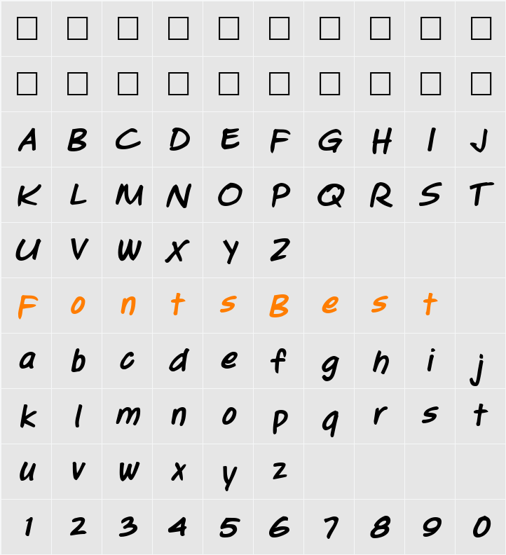 Jotting Character Map