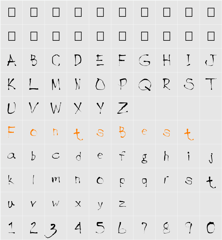 FZ HAND 9 Character Map
