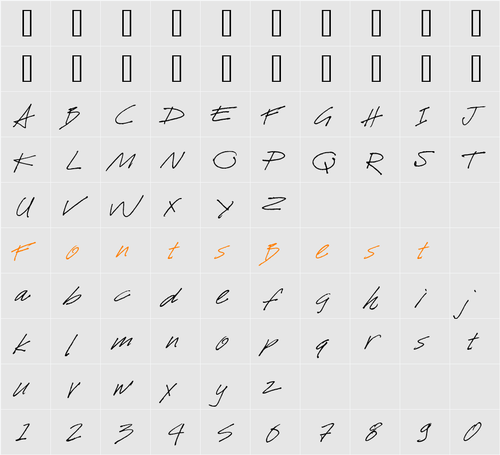 Ocalla Hand BTN Character Map