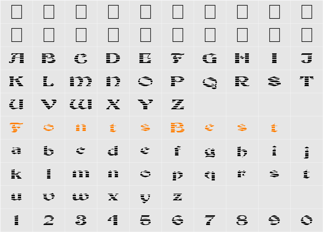 FZ JAZZY 19 STRIPED EX Character Map