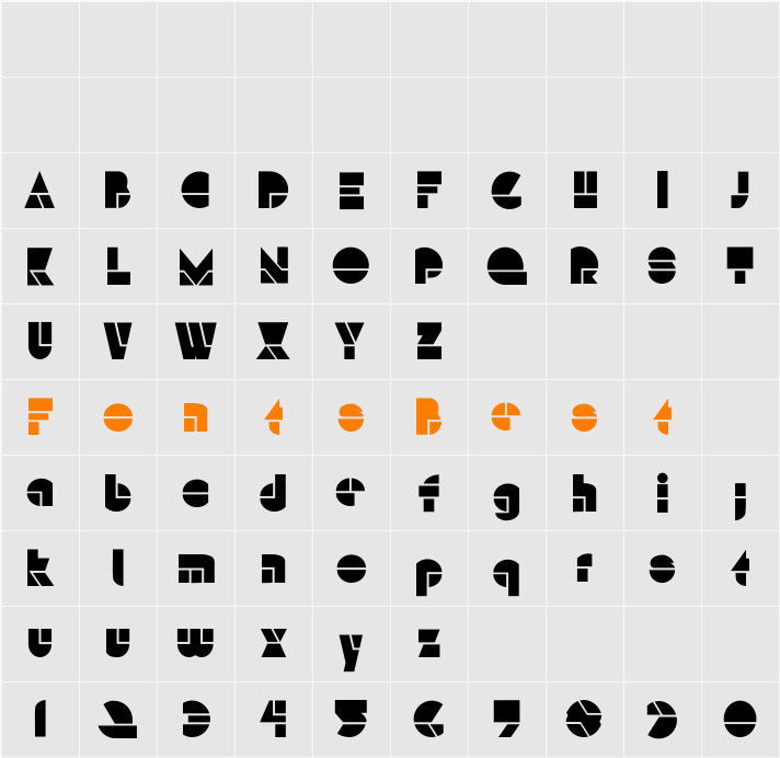 HFF Modern Strand Character Map