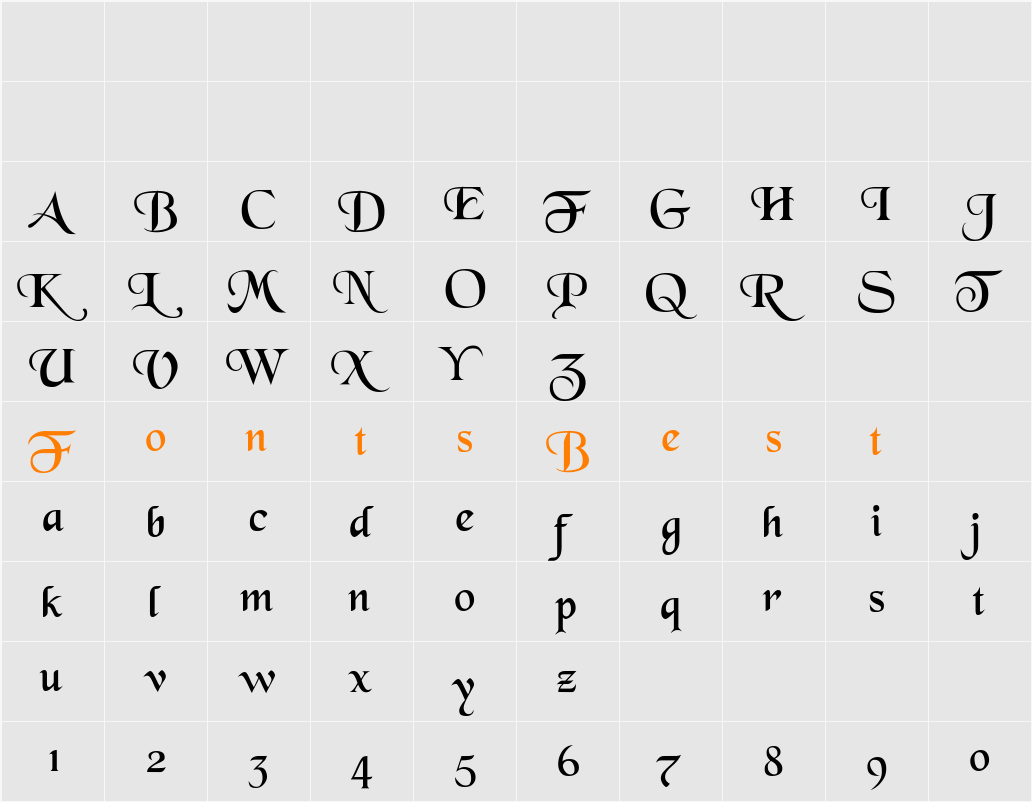 Black Chancery Character Map