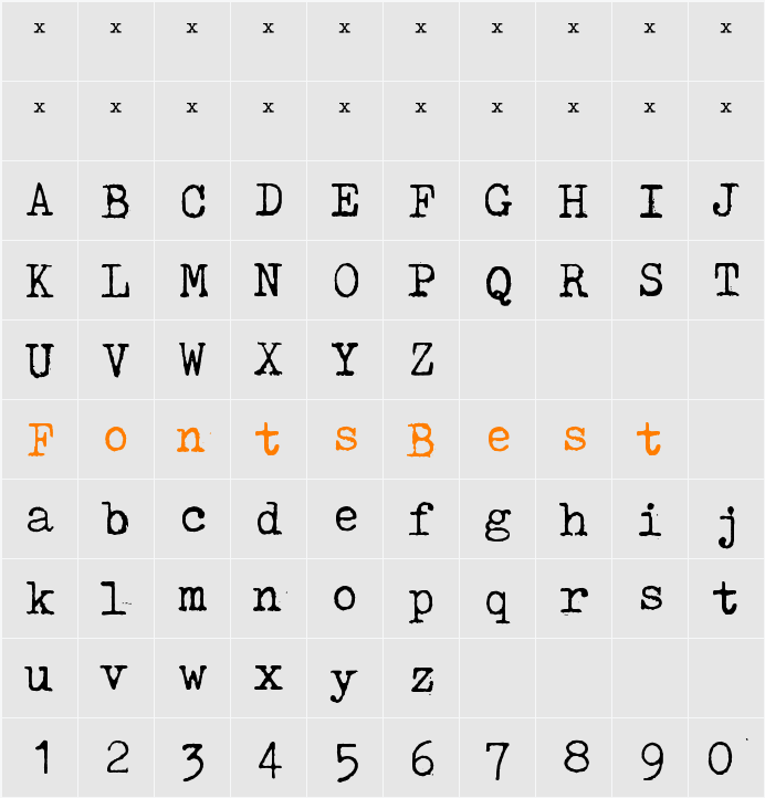 Tox Typewriter Character Map