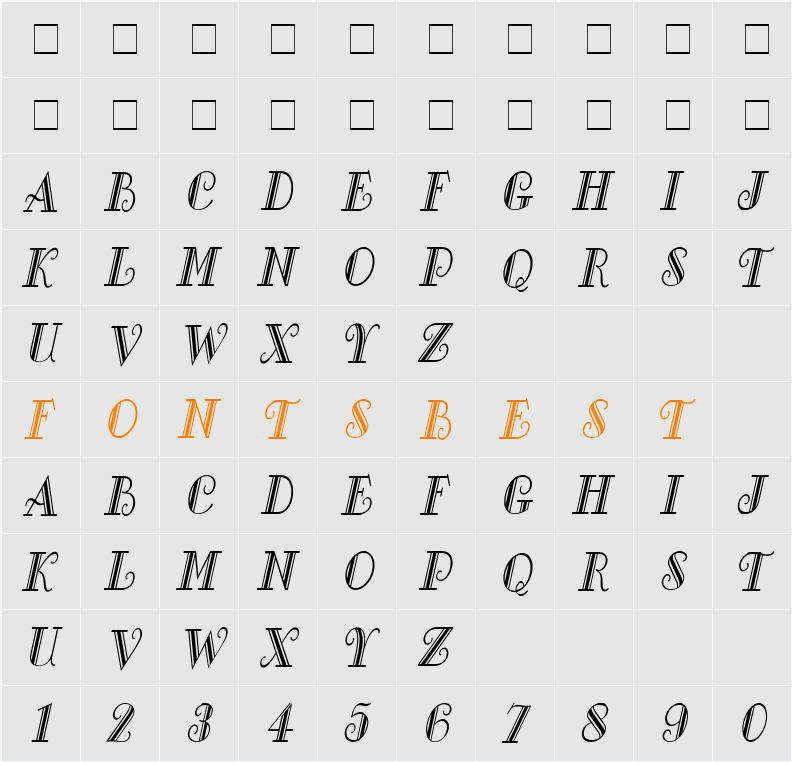 Gallery Condensed Character Map