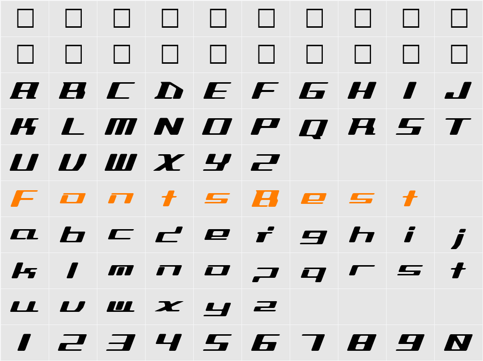 Jetliner Character Map