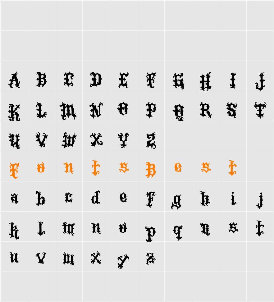 VTKS Tattoo Character Map