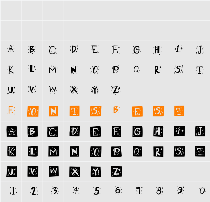 RetroCapsBW Character Map
