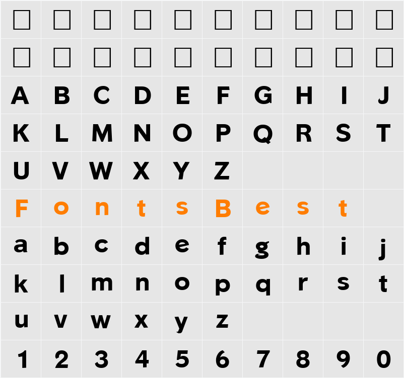 Phinster Extrabold Character Map