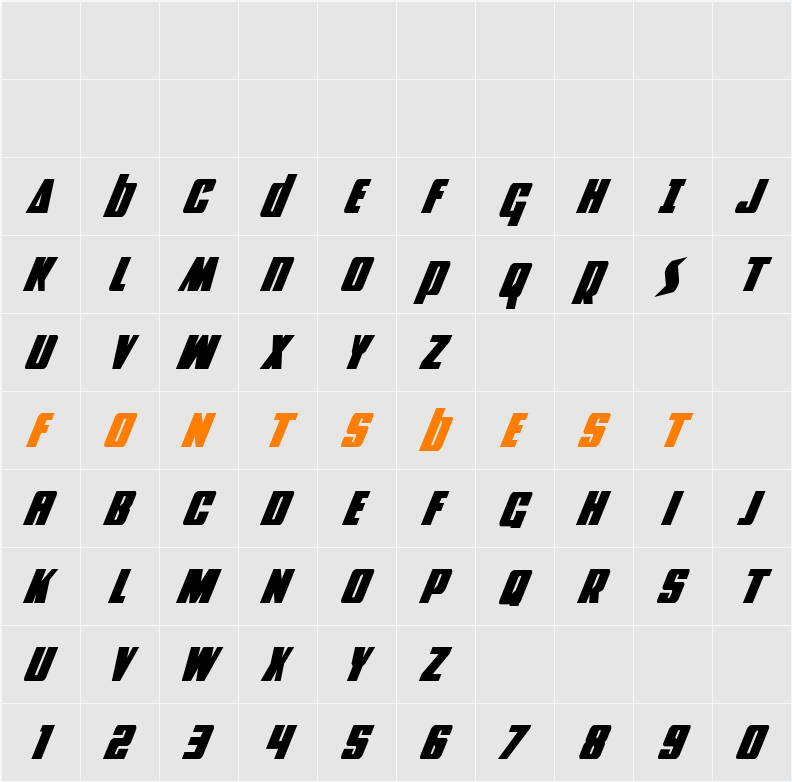 Power Lord Condensed Italic Character Map