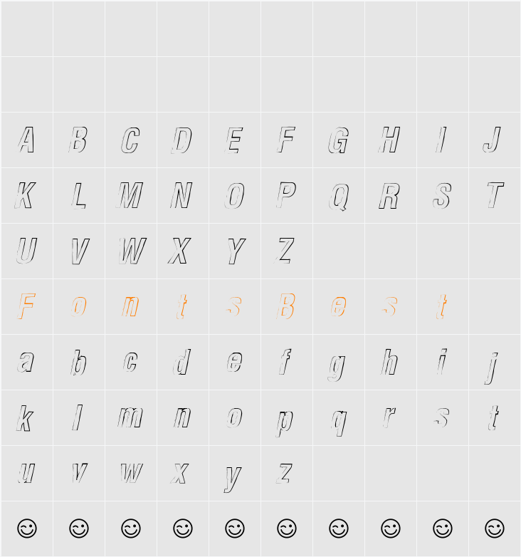 Newside FP Outline Alternate Character Map