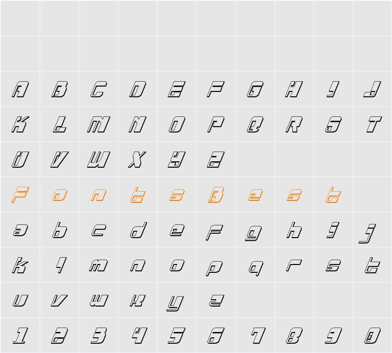 Drosselmeyer 3D Italic Character Map