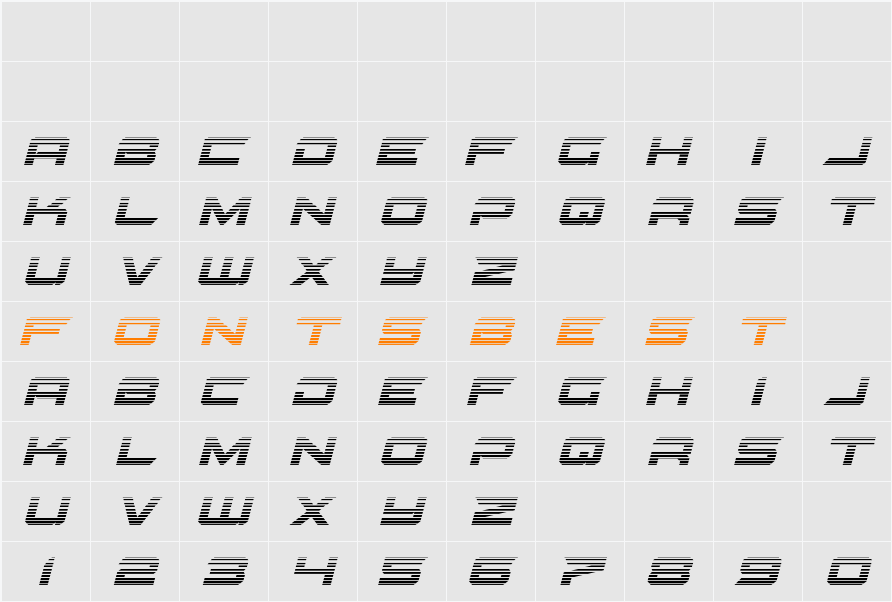Gypsy Killer Gradient Italic Character Map