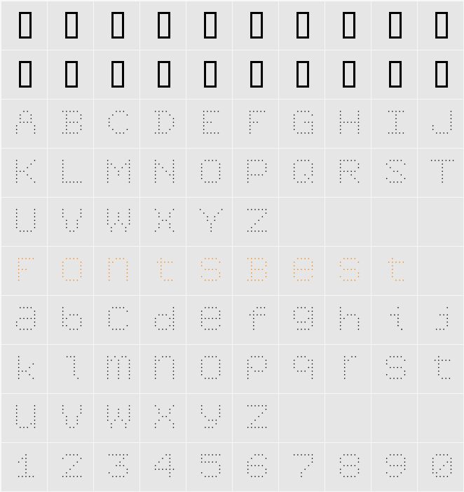 6x7oct Alternate Character Map